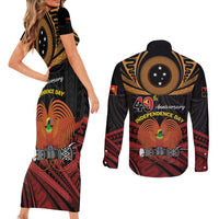 Papua New Guinea Bird of Paradise Couples Matching Short Sleeve Bodycon Dress and Long Sleeve Button Shirt 16 September 1975 Independence Day Anniversary LT01 - Polynesian Pride