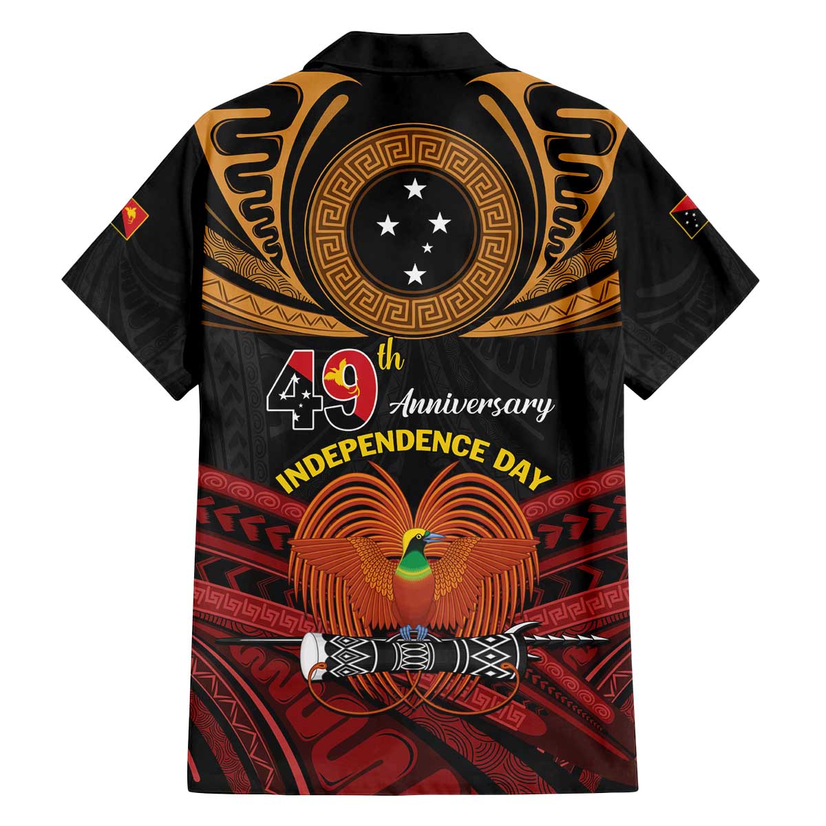Papua New Guinea Bird of Paradise Family Matching Off The Shoulder Long Sleeve Dress and Hawaiian Shirt 16 September 1975 Independence Day Anniversary LT01 - Polynesian Pride