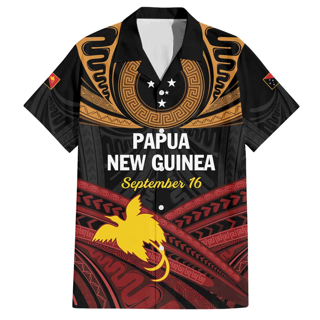 Papua New Guinea Bird of Paradise Family Matching Short Sleeve Bodycon Dress and Hawaiian Shirt 16 September 1975 Independence Day Anniversary LT01 Dad's Shirt - Short Sleeve Black - Polynesian Pride