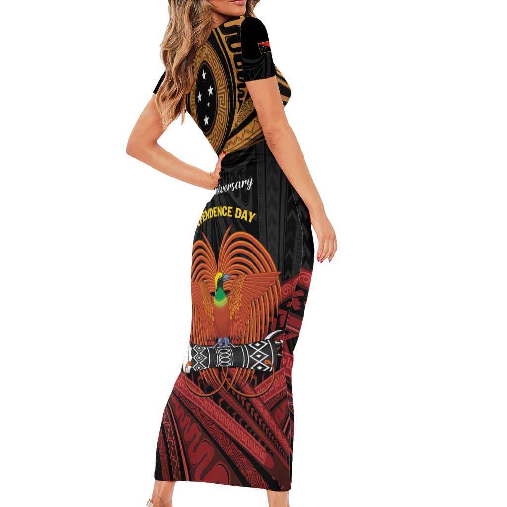 Papua New Guinea Bird of Paradise Family Matching Short Sleeve Bodycon Dress and Hawaiian Shirt 16 September 1975 Independence Day Anniversary LT01 - Polynesian Pride