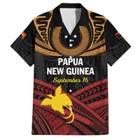 Papua New Guinea Bird of Paradise Family Matching Summer Maxi Dress and Hawaiian Shirt 16 September 1975 Independence Day Anniversary LT01 Dad's Shirt - Short Sleeve Black - Polynesian Pride