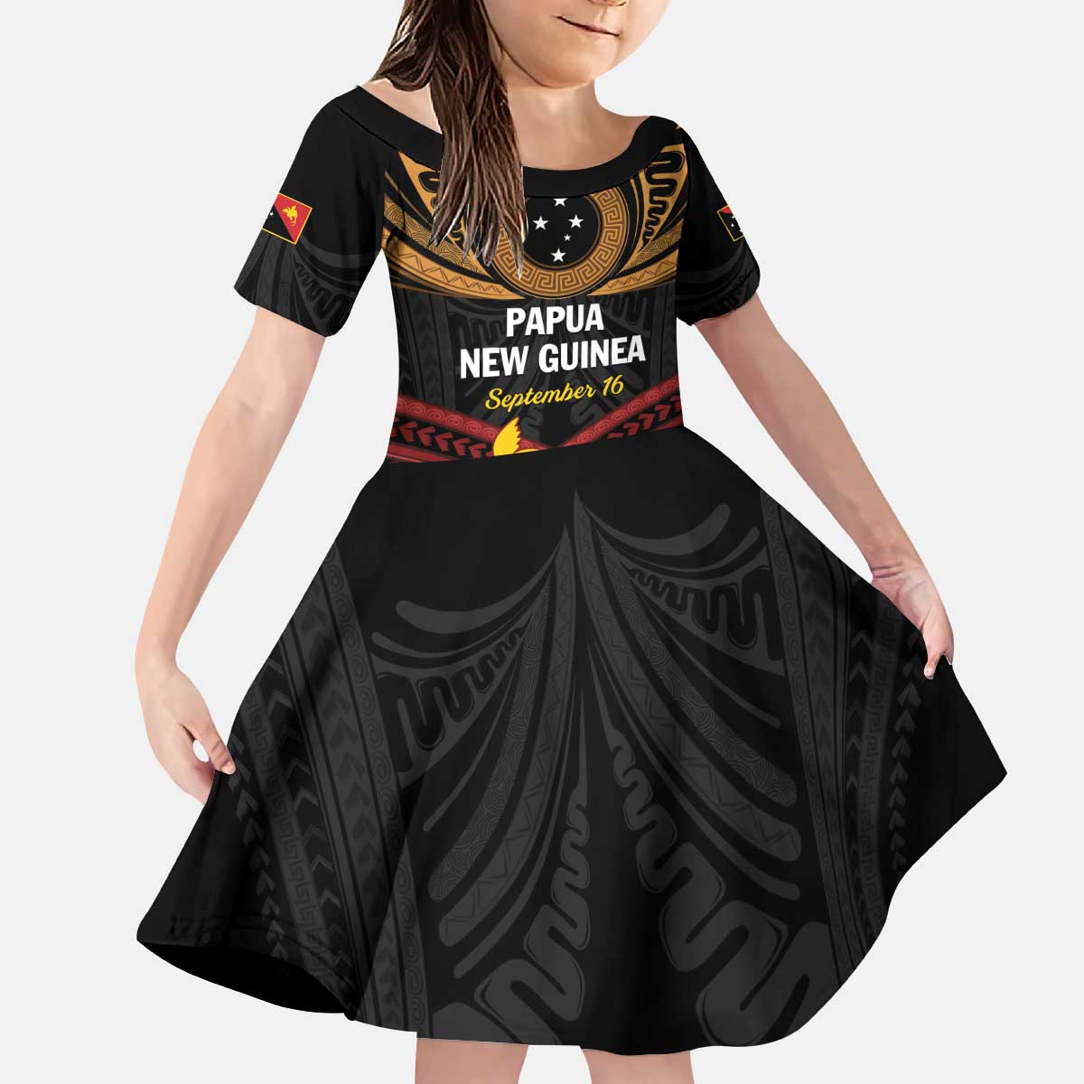 Papua New Guinea Bird of Paradise Kid Short Sleeve Dress 16 September 1975 Independence Day Anniversary