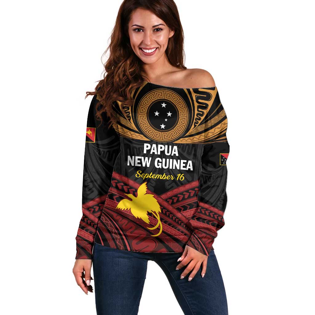 Papua New Guinea Bird of Paradise Off Shoulder Sweater 16 September 1975 Independence Day Anniversary