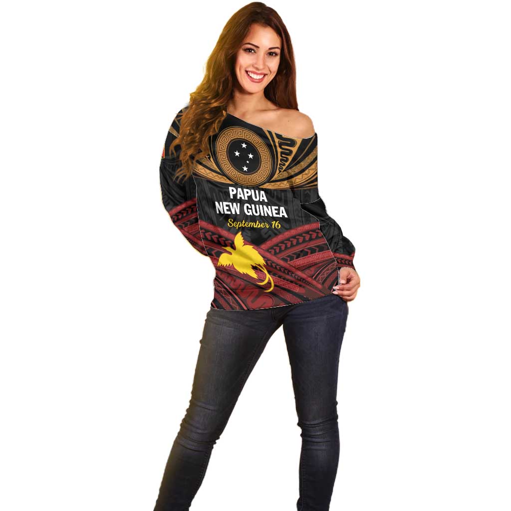 Papua New Guinea Bird of Paradise Off Shoulder Sweater 16 September 1975 Independence Day Anniversary LT01 - Polynesian Pride