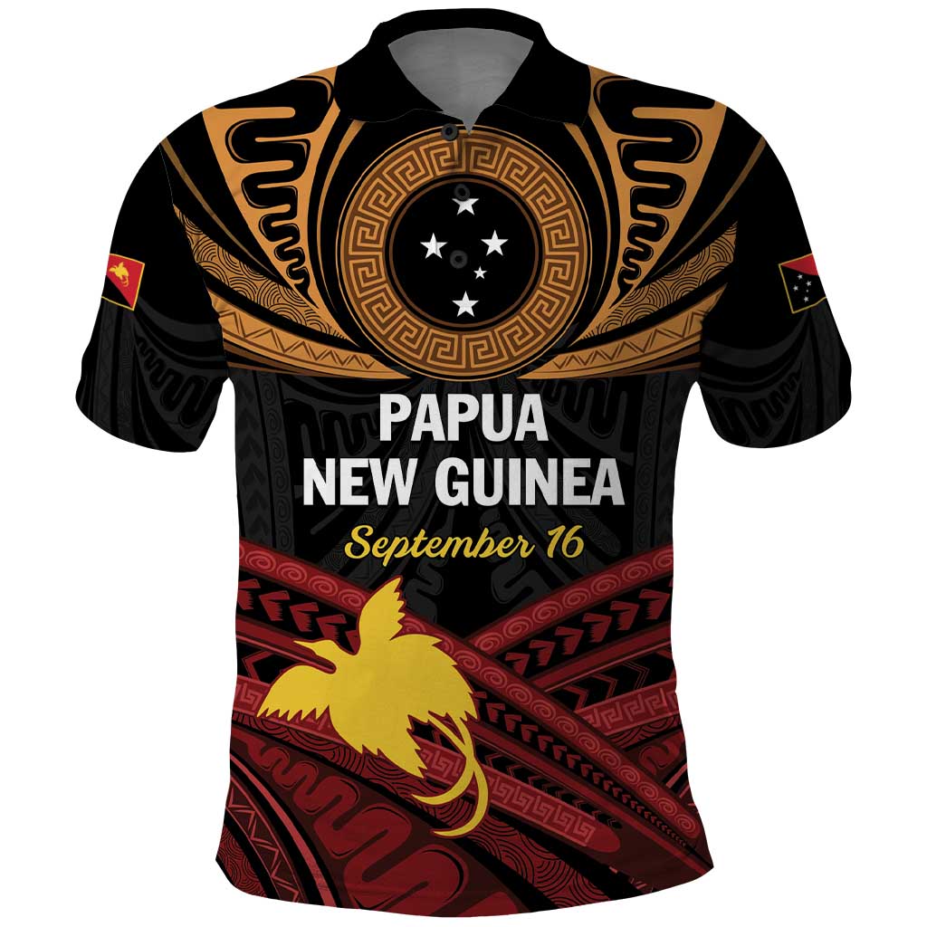 Papua New Guinea Bird of Paradise Polo Shirt 16 September 1975 Independence Day Anniversary LT01 Black - Polynesian Pride