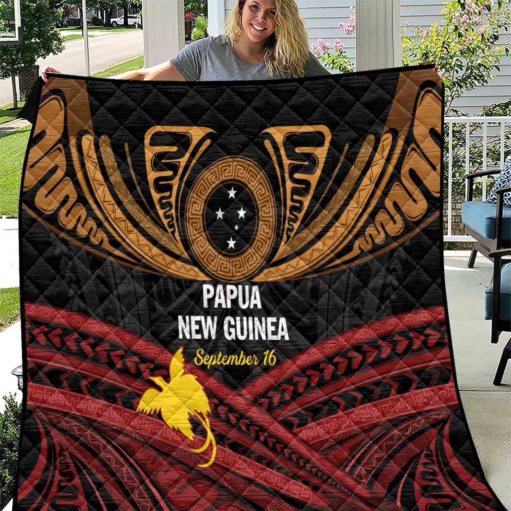 Papua New Guinea Bird of Paradise Quilt 16 September 1975 Independence Day Anniversary LT01 Black - Polynesian Pride