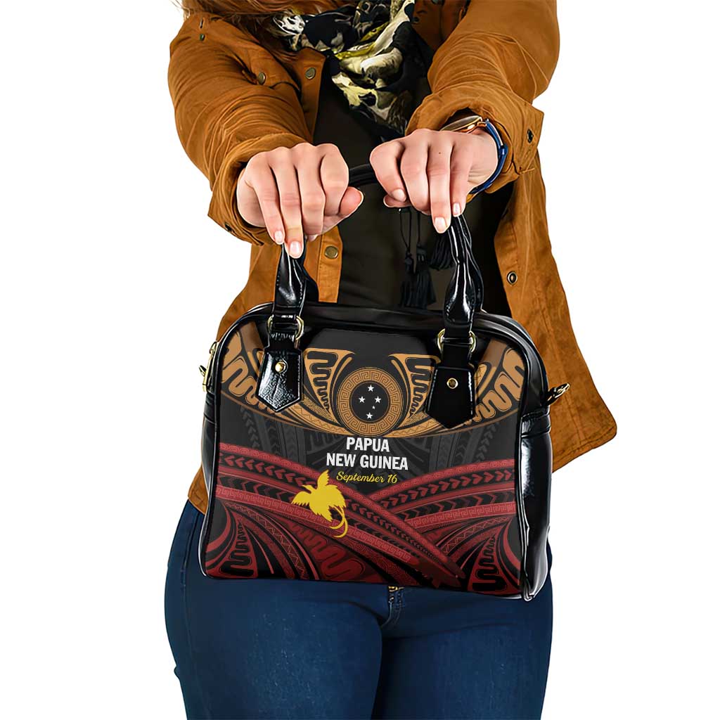 Papua New Guinea Bird of Paradise Shoulder Handbag 16 September 1975 Independence Day Anniversary LT01 One Size Black - Polynesian Pride
