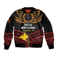 Papua New Guinea Bird of Paradise Sleeve Zip Bomber Jacket 16 September 1975 Independence Day Anniversary LT01 Unisex Black - Polynesian Pride