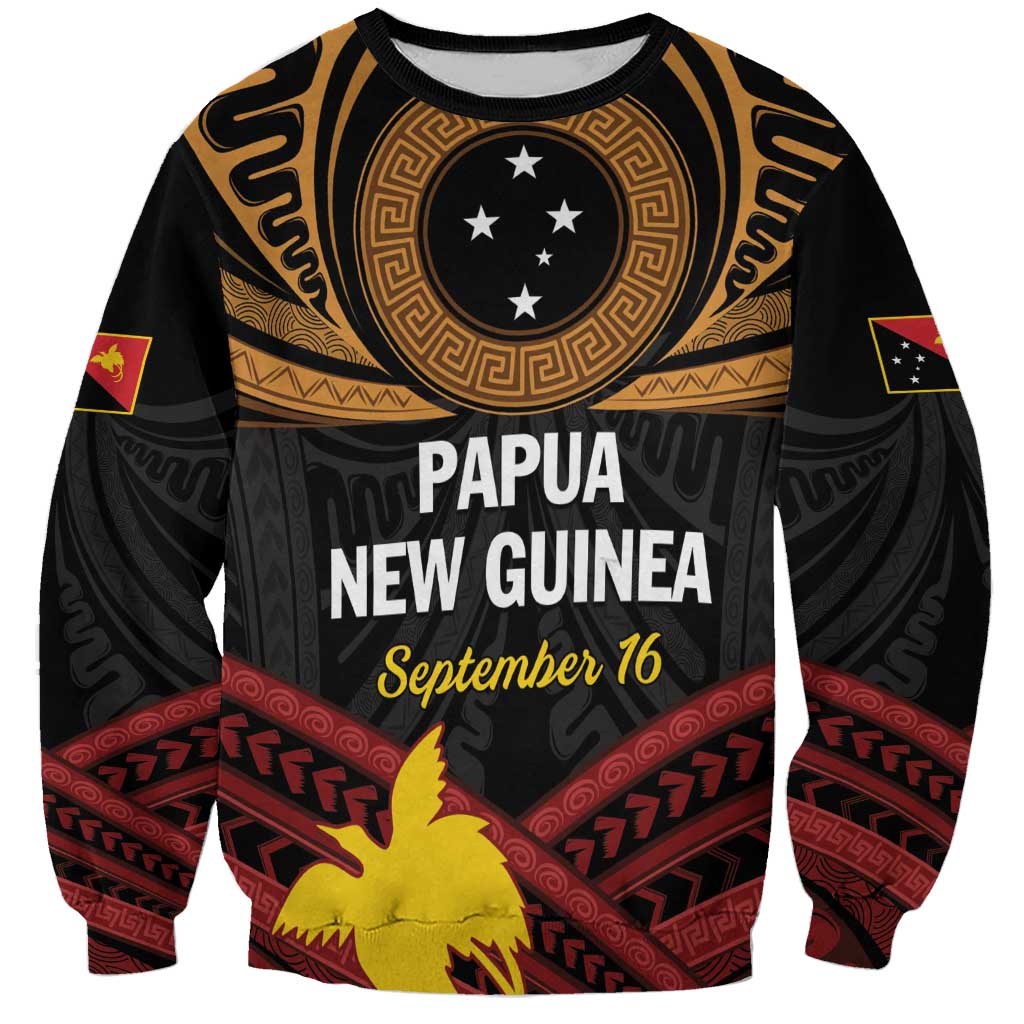 Papua New Guinea Bird of Paradise Sweatshirt 16 September 1975 Independence Day Anniversary LT01 Unisex Black - Polynesian Pride