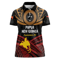 Papua New Guinea Bird of Paradise Women Polo Shirt 16 September 1975 Independence Day Anniversary LT01 Female Black - Polynesian Pride