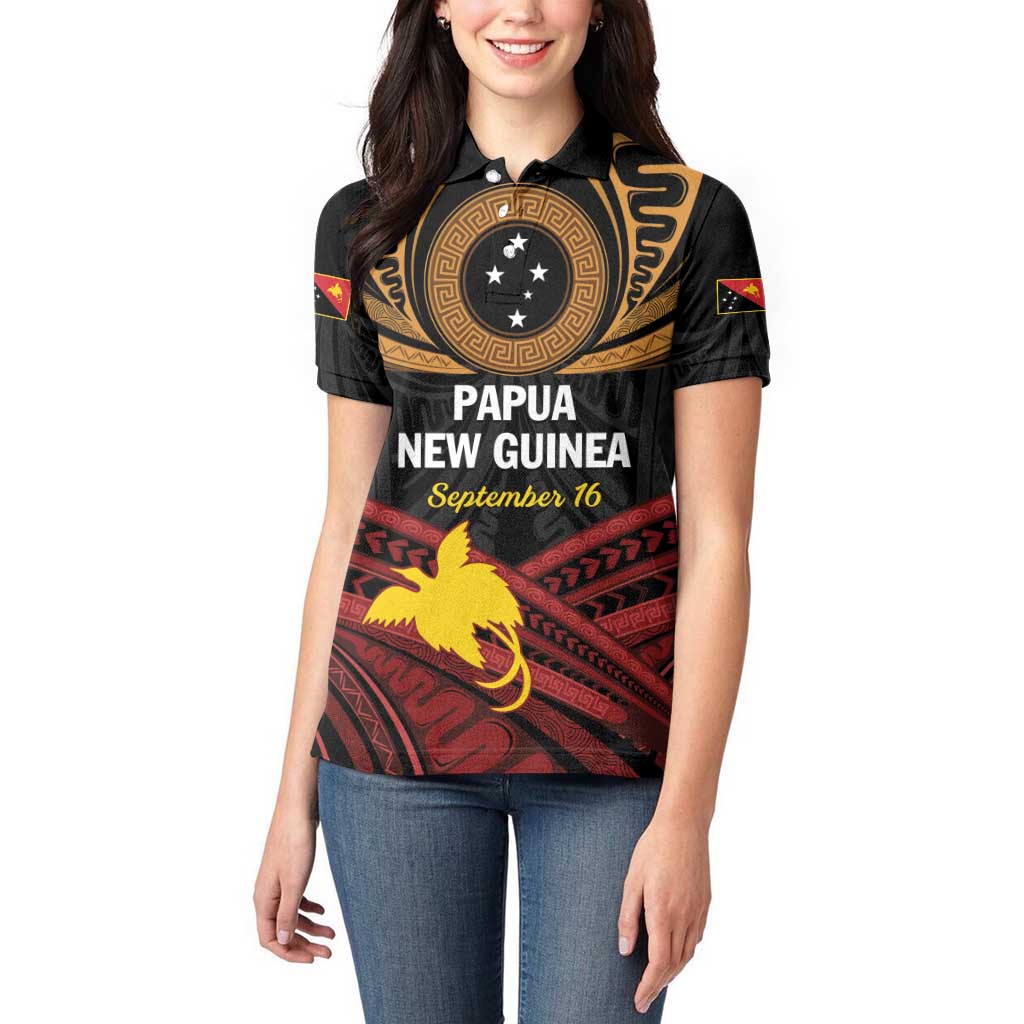 Papua New Guinea Bird of Paradise Women Polo Shirt 16 September 1975 Independence Day Anniversary LT01 - Polynesian Pride