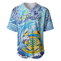 Tuvalu mo te Atua Baseball Jersey Tuvalu Dolphin Polynesian Pattern LT01 Blue - Polynesian Pride