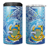 Tuvalu mo te Atua 4 in 1 Can Cooler Tumbler Tuuvalu Dolphin Polynesian Pattern LT01 One Size: 16 oz Blue - Polynesian Pride
