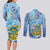 Tuvalu mo te Atua Couples Matching Long Sleeve Bodycon Dress and Long Sleeve Button Shirt Tuvalu Dolphin Polynesian Pattern