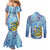 Tuvalu mo te Atua Couples Matching Mermaid Dress and Long Sleeve Button Shirt Tuvalu Dolphin Polynesian Pattern