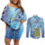 Tuvalu mo te Atua Couples Matching Off Shoulder Short Dress and Long Sleeve Button Shirt Tuvalu Dolphin Polynesian Pattern