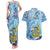 Tuvalu mo te Atua Couples Matching Tank Maxi Dress and Hawaiian Shirt Tuvalu Dolphin Polynesian Pattern