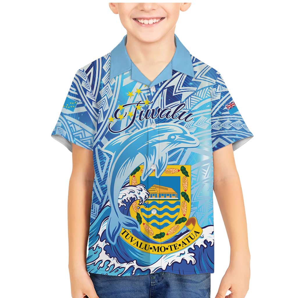 Tuvalu mo te Atua Family Matching Mermaid Dress and Hawaiian Shirt Tuvalu Dolphin Polynesian Pattern