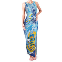 Tuvalu mo te Atua Family Matching Tank Maxi Dress and Hawaiian Shirt Tuvalu Dolphin Polynesian Pattern