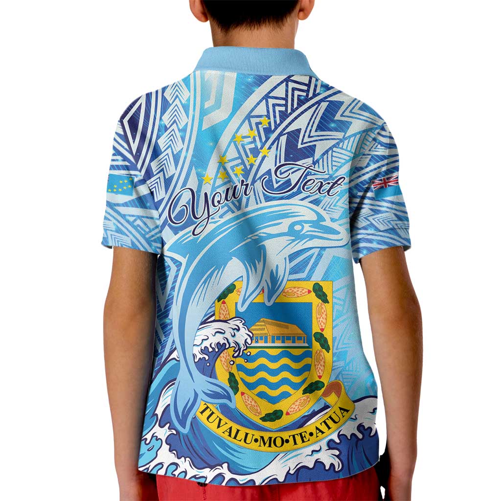 Tuvalu mo te Atua Kid Polo Shirt Tuvalu Dolphin Polynesian Pattern LT01 - Polynesian Pride