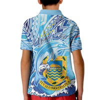 Tuvalu mo te Atua Kid Polo Shirt Tuvalu Dolphin Polynesian Pattern LT01 - Polynesian Pride