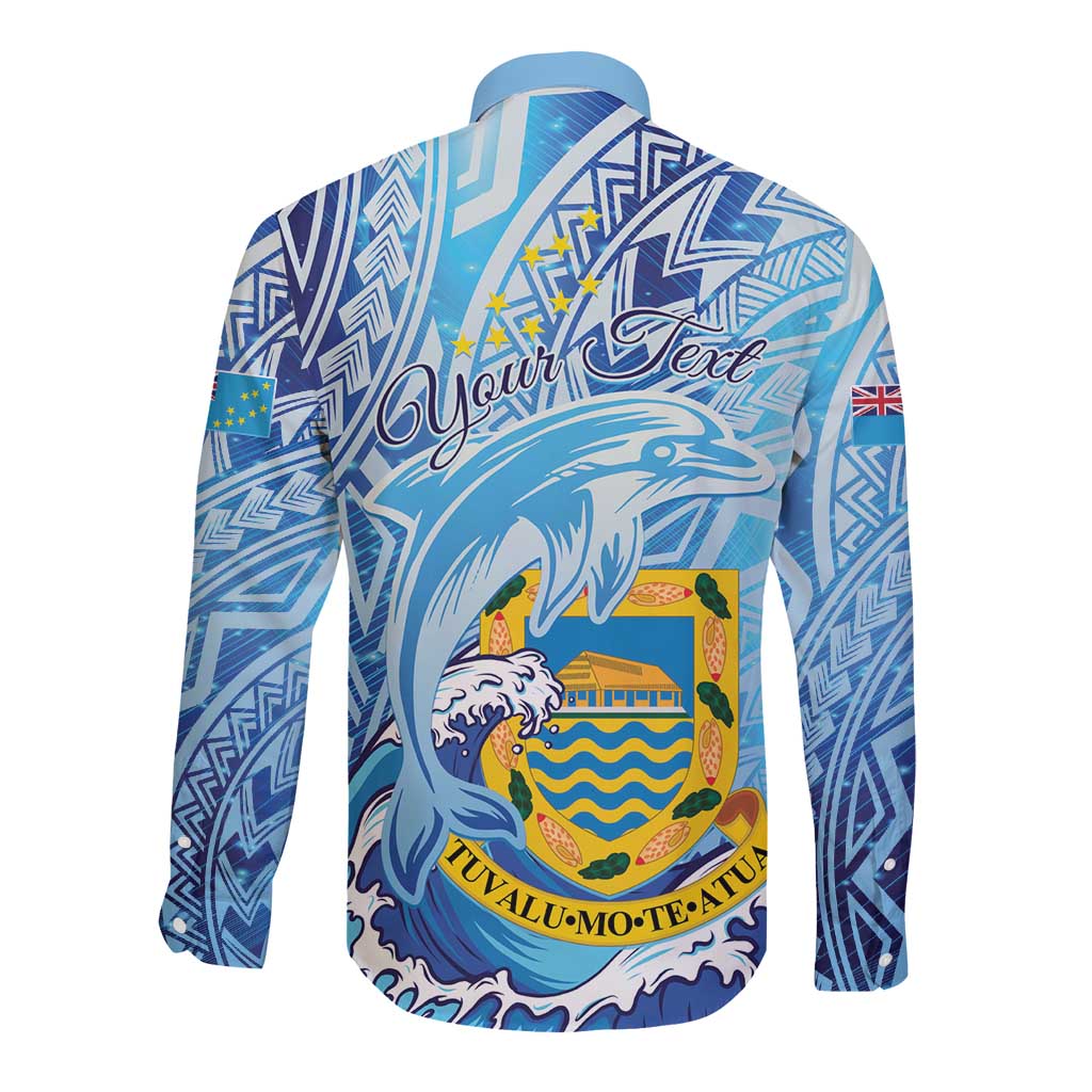 Tuvalu mo te Atua Long Sleeve Button Shirt Tuvalu Dolphin Polynesian Pattern LT01 - Polynesian Pride