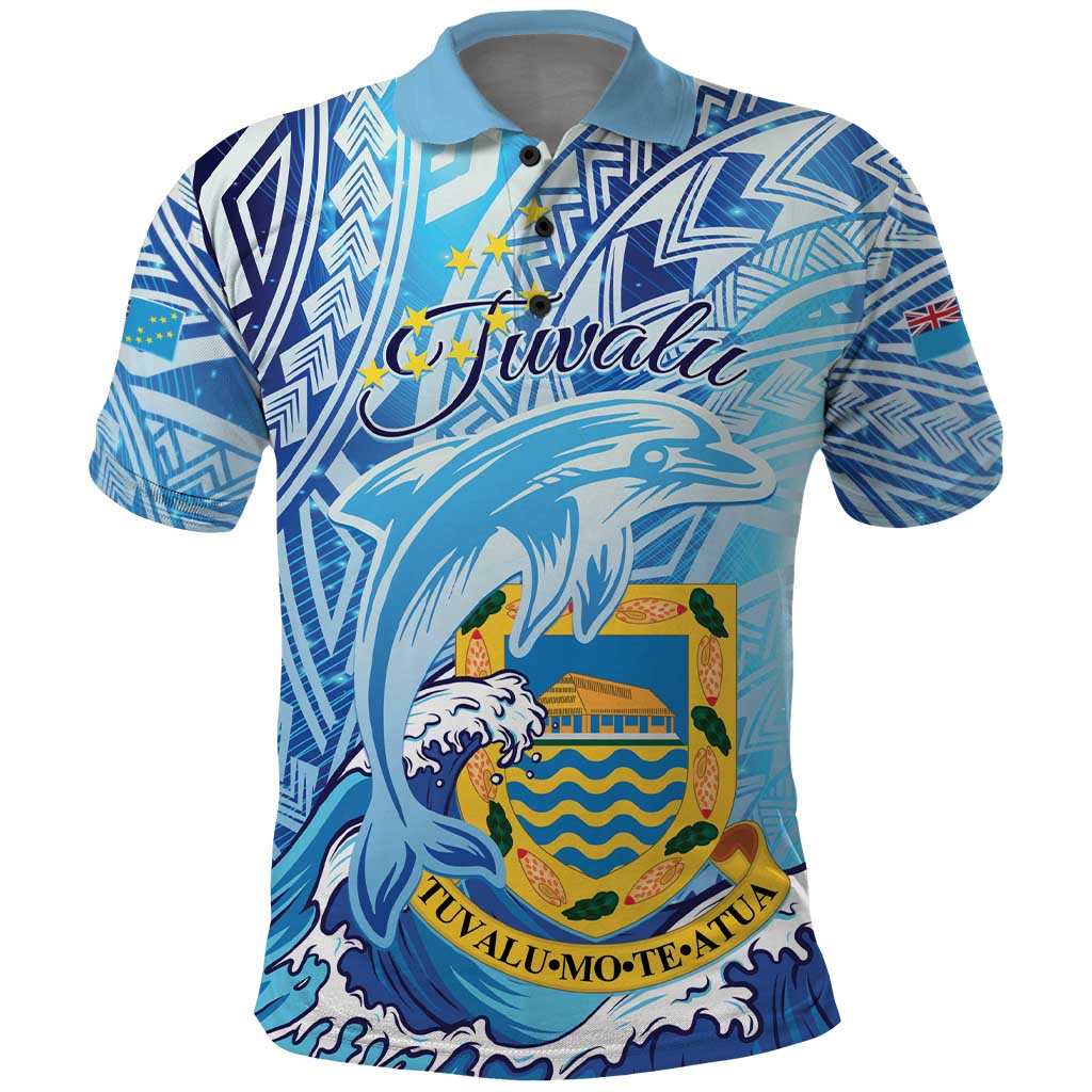 Tuvalu mo te Atua Polo Shirt Tuvalu Dolphin Polynesian Pattern