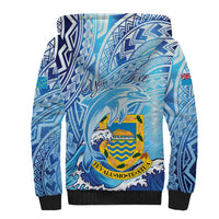 Tuvalu mo te Atua Sherpa Hoodie Tuvalu Dolphin Polynesian Pattern