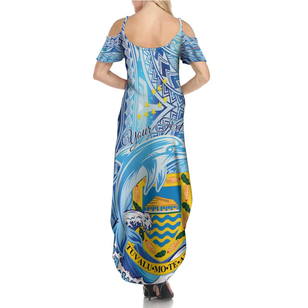 Tuvalu mo te Atua Summer Maxi Dress Tuvalu Dolphin Polynesian Pattern