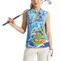 Tuvalu mo te Atua Women Sleeveless Polo Shirt Tuvalu Dolphin Polynesian Pattern