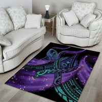 In September We Wear Teal And Purple Area Rug Magic Ribbon Semicolon