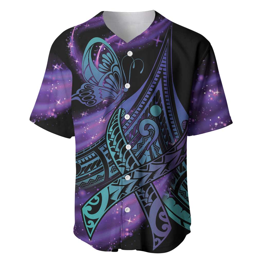 In September We Wear Teal And Purple Baseball Jersey Magic Ribbon Semicolon LT01 Purple - Polynesian Pride