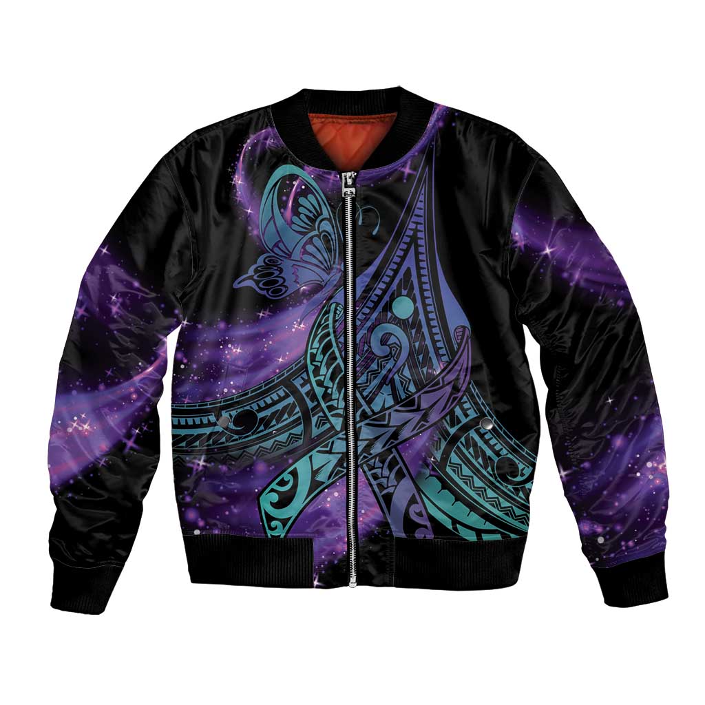 In September We Wear Teal And Purple Bomber Jacket Magic Ribbon Semicolon