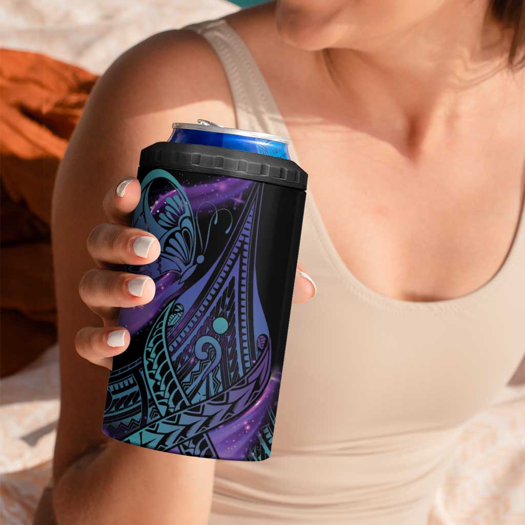 In September We Wear Teal And Purple 4 in 1 Can Cooler Tumbler Magic Ribbon Semicolon LT01 - Polynesian Pride