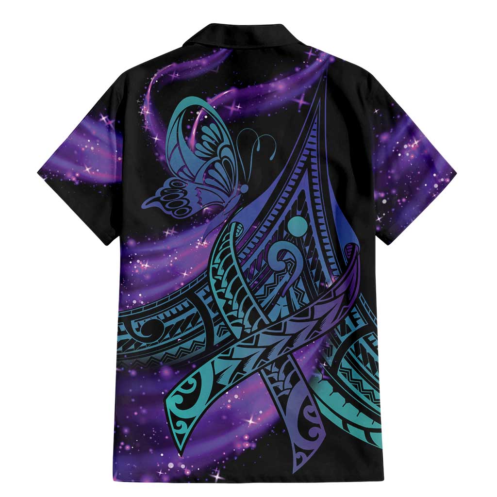 In September We Wear Teal And Purple Family Matching Mermaid Dress and Hawaiian Shirt Magic Ribbon Semicolon LT01 - Polynesian Pride