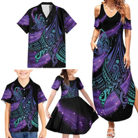 In September We Wear Teal And Purple Family Matching Summer Maxi Dress and Hawaiian Shirt Magic Ribbon Semicolon LT01 - Polynesian Pride