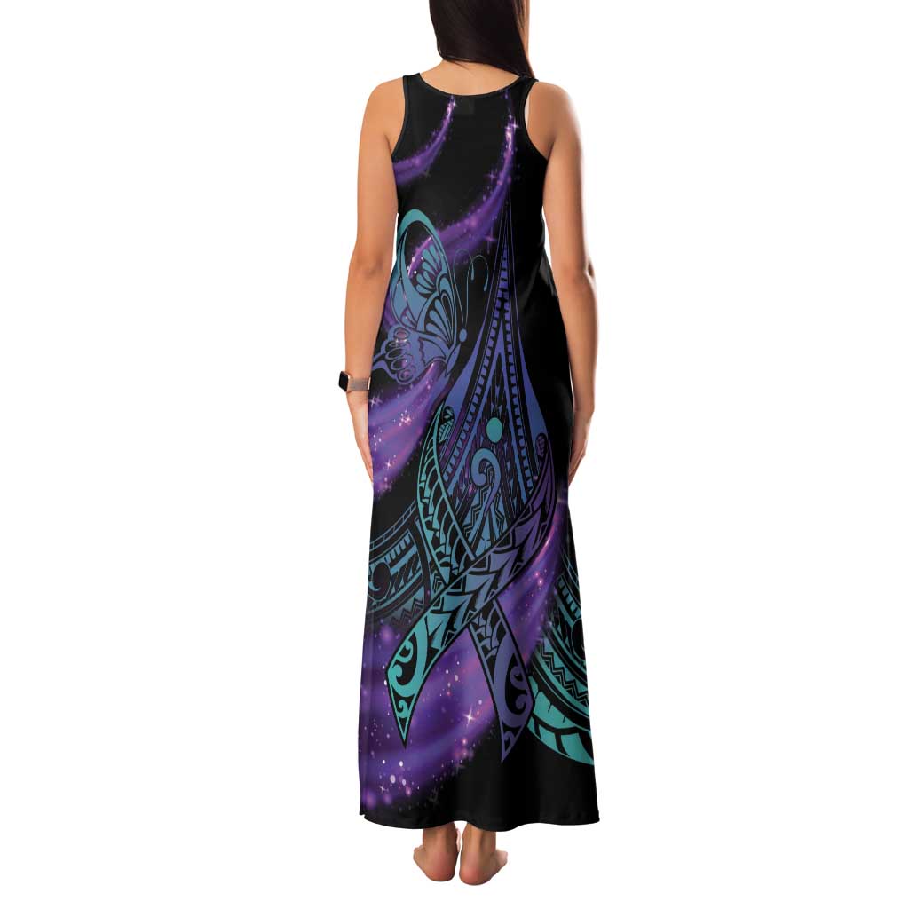In September We Wear Teal And Purple Family Matching Tank Maxi Dress and Hawaiian Shirt Magic Ribbon Semicolon LT01 - Polynesian Pride