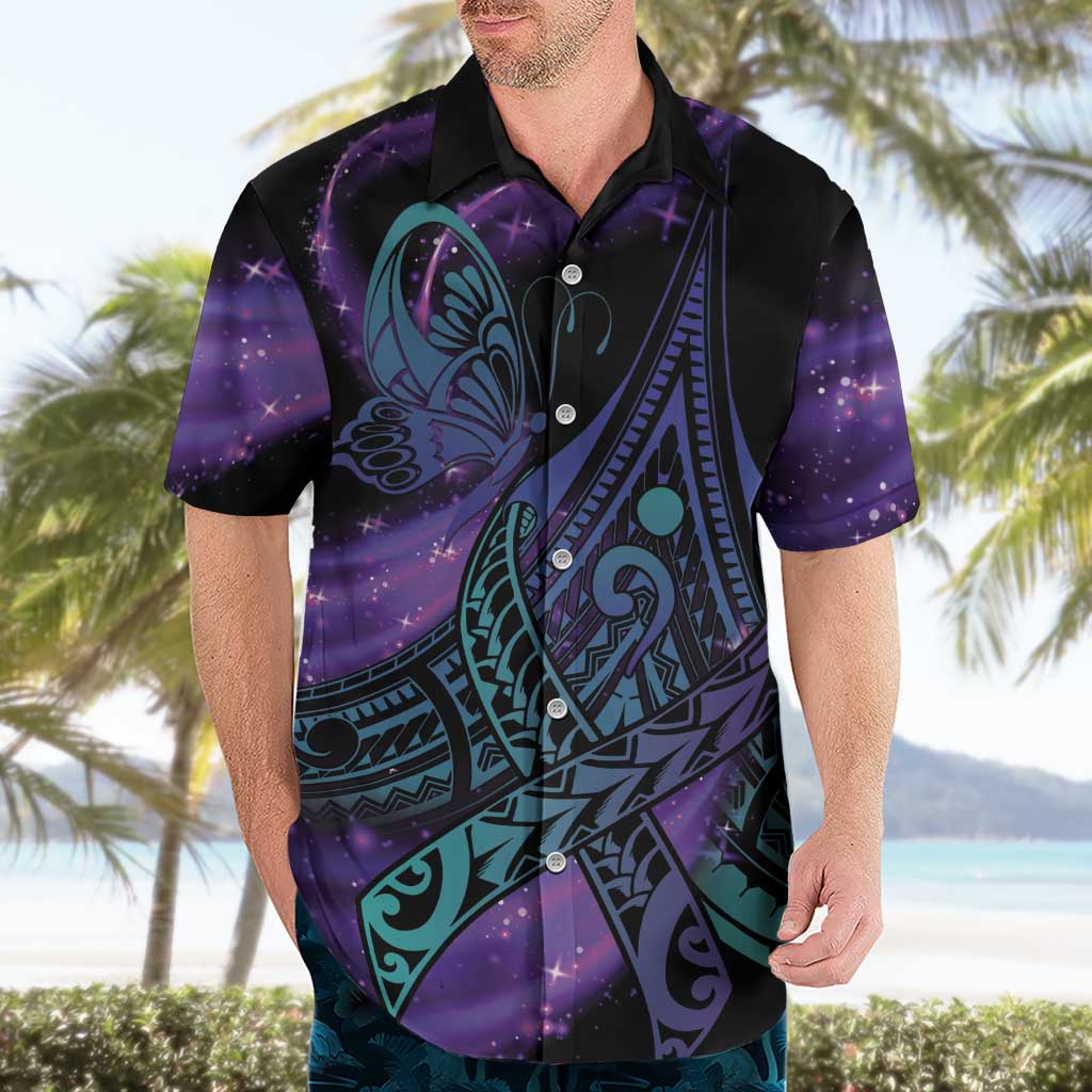 In September We Wear Teal And Purple Hawaiian Shirt Magic Ribbon Semicolon