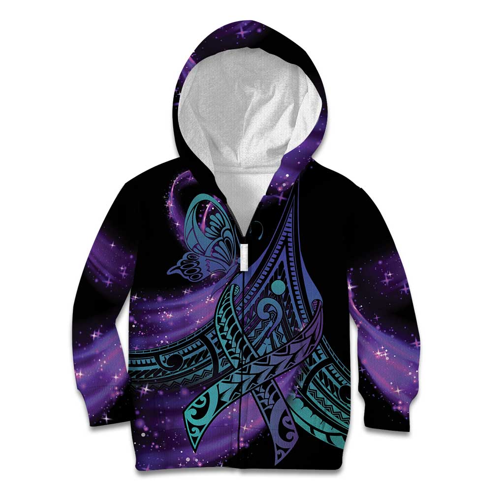 In September We Wear Teal And Purple Kid Hoodie Magic Ribbon Semicolon