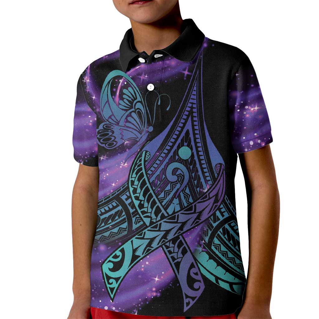 In September We Wear Teal And Purple Kid Polo Shirt Magic Ribbon Semicolon LT01 Kid Purple - Polynesian Pride
