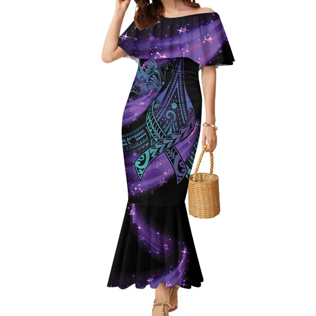 In September We Wear Teal And Purple Mermaid Dress Magic Ribbon Semicolon LT01 Women Purple - Polynesian Pride