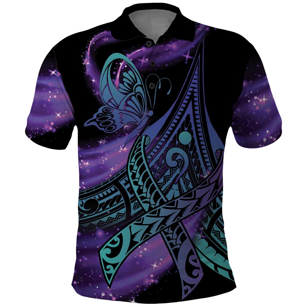 In September We Wear Teal And Purple Polo Shirt Magic Ribbon Semicolon