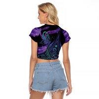 In September We Wear Teal And Purple Raglan Cropped T Shirt Magic Ribbon Semicolon