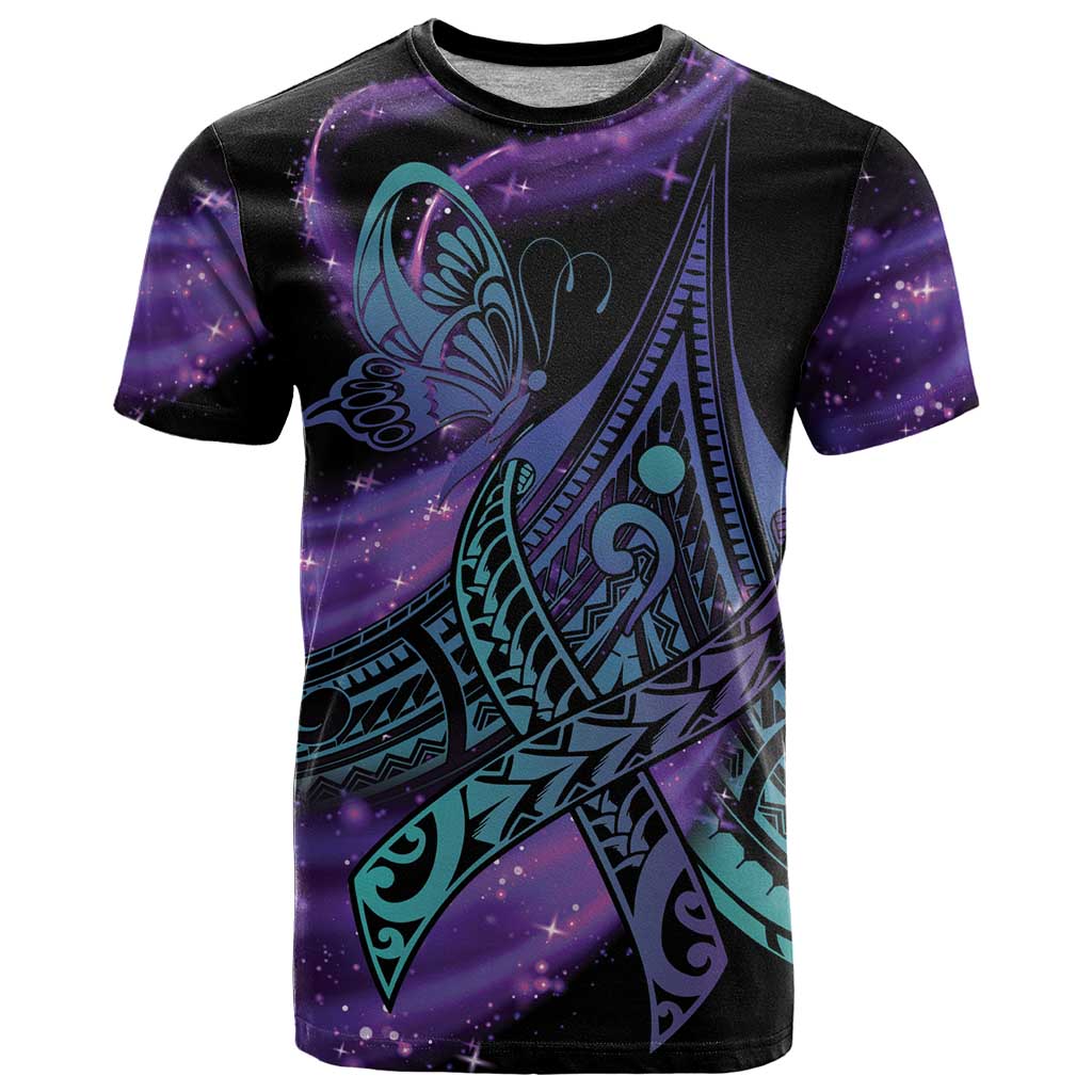 In September We Wear Teal And Purple T Shirt Magic Ribbon Semicolon LT01 Purple - Polynesian Pride
