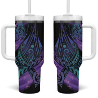 In September We Wear Teal And Purple Tumbler With Handle Magic Ribbon Semicolon