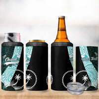Chuuk Constitution Day 4 in 1 Can Cooler Tumbler Hibiscus Turquoise Pattern LT01 - Polynesian Pride