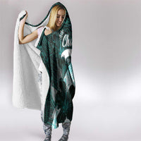 Chuuk Constitution Day Hooded Blanket Hibiscus Turquoise Pattern