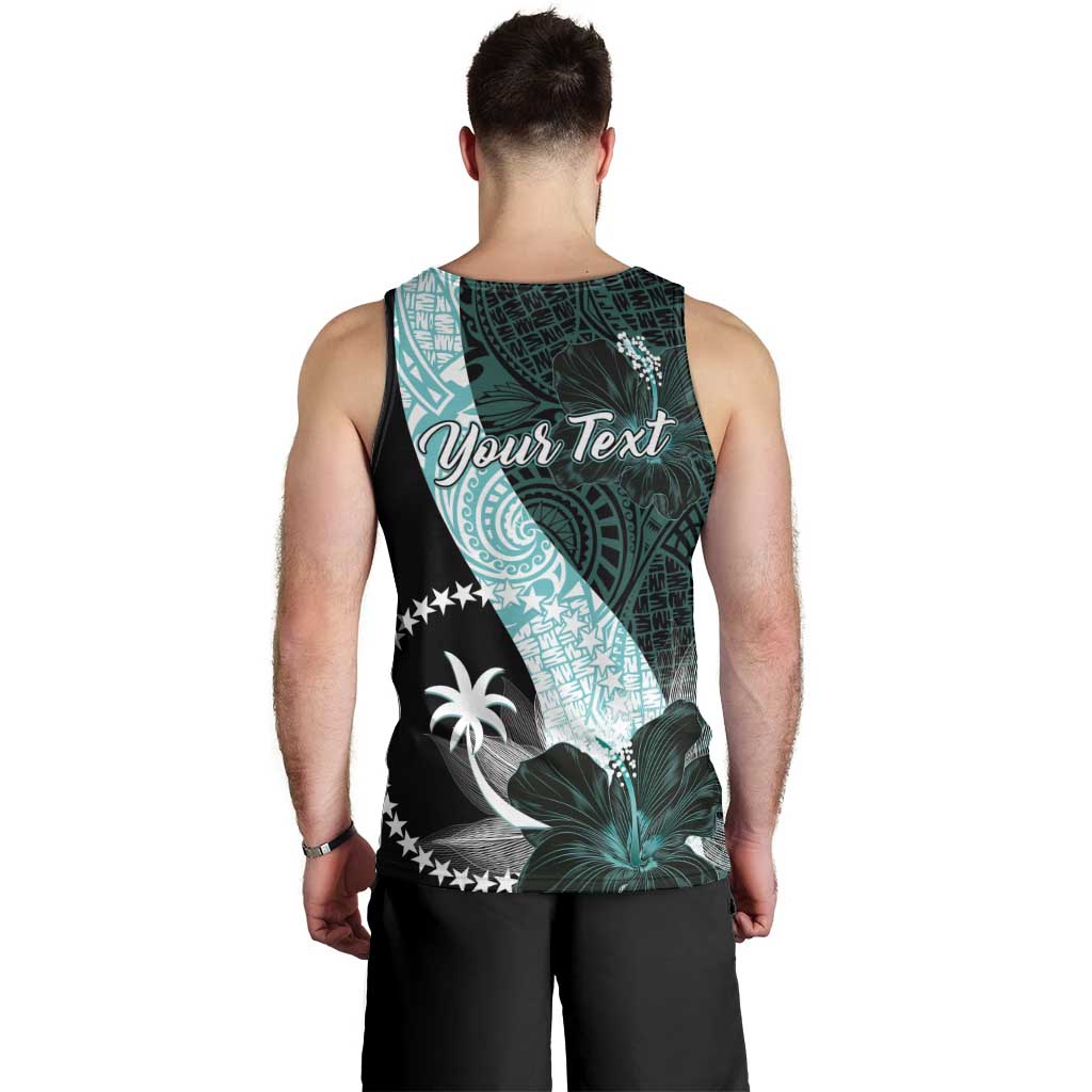 Chuuk Constitution Day Men Tank Top Hibiscus Turquoise Pattern