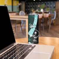 Chuuk Constitution Day Skinny Tumbler Hibiscus Turquoise Pattern LT01 - Polynesian Pride