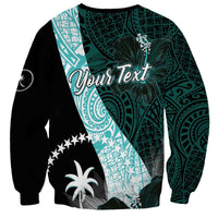Chuuk Constitution Day Sweatshirt Hibiscus Turquoise Pattern